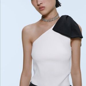ZARA ONE SHOULDER BOW TOP
